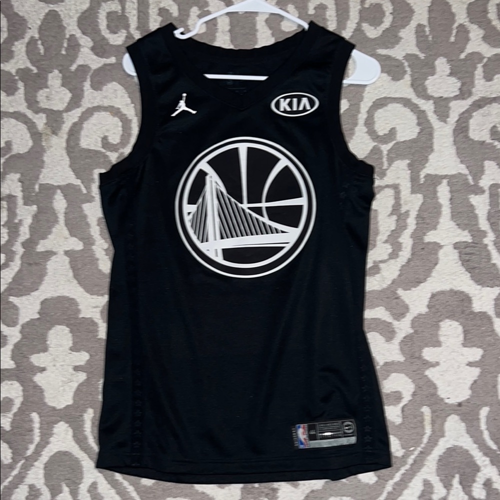 Golden State Jordan Black Jersey with White Graphic